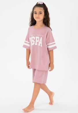 Kız Çocuk Pembe Şortlu Alt Üst Takım - 50312529002