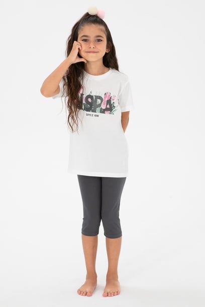 Kız Çocuk Beyaz Pijama Takımı