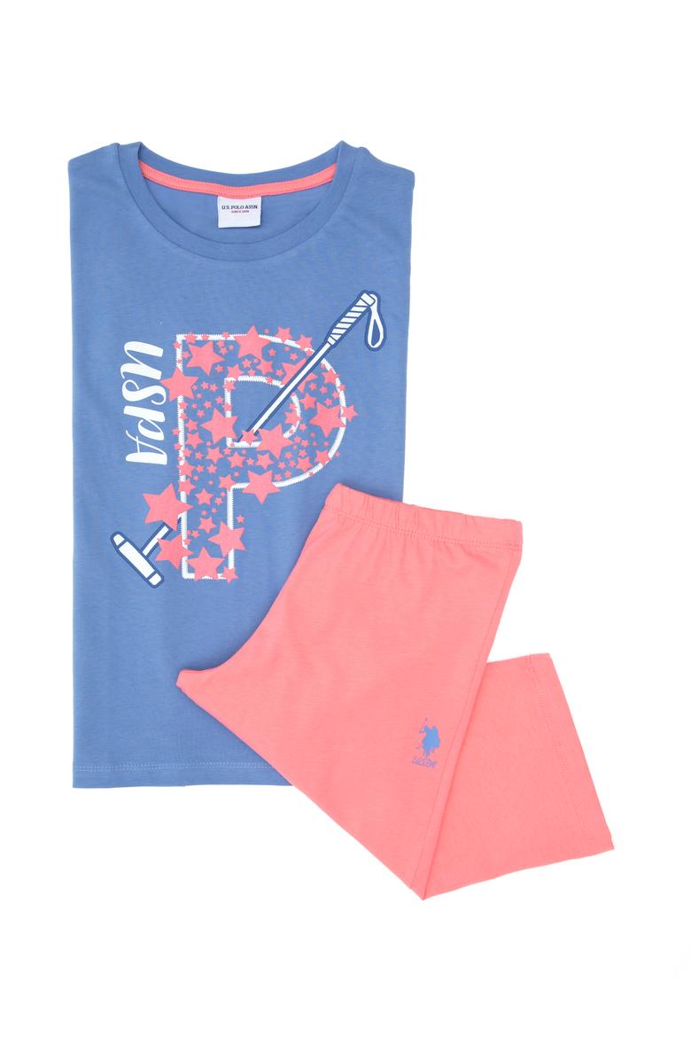 Kız Çocuk Mavi Capri Alt Üst Takım - 50315467009