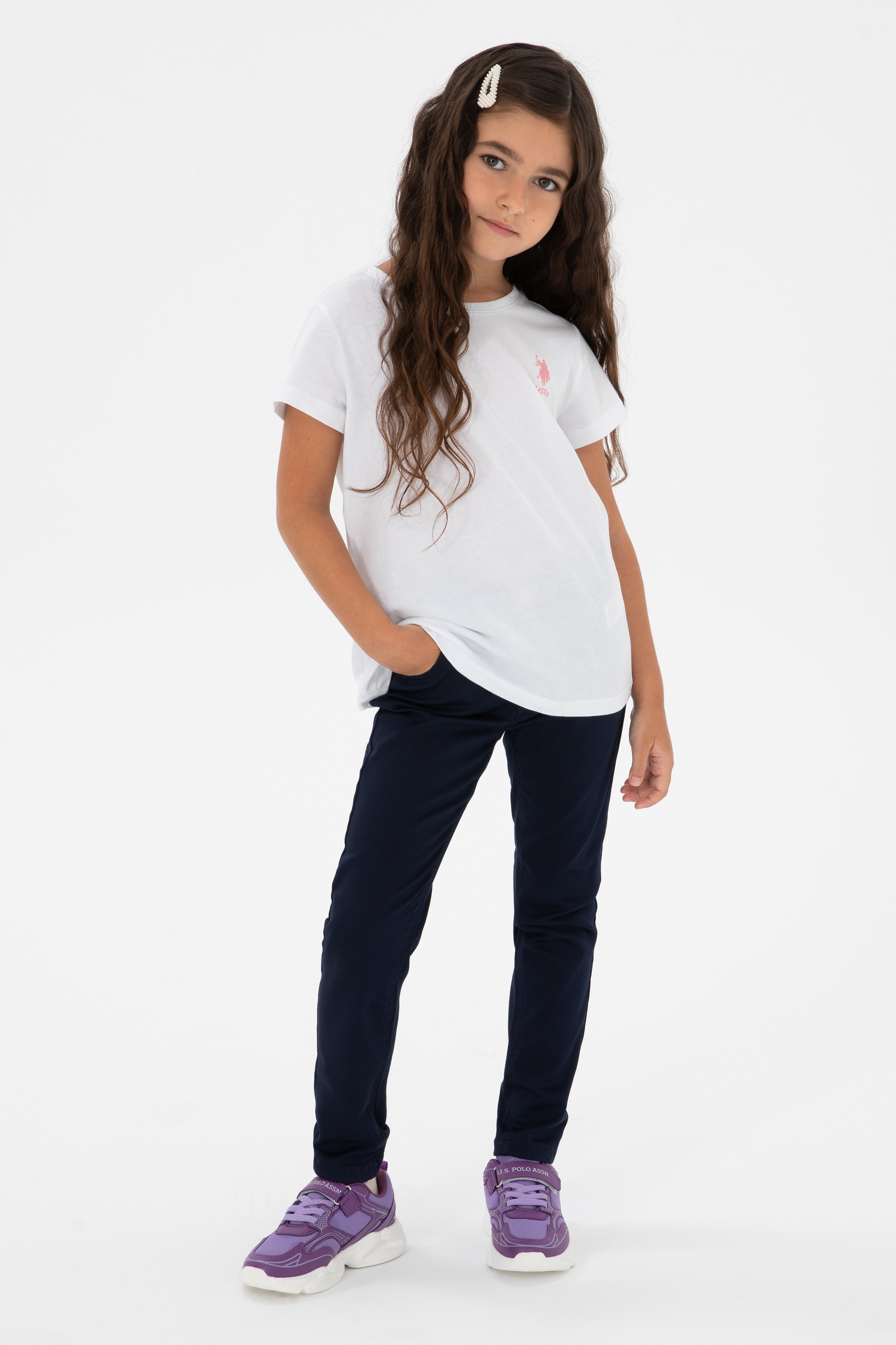 Kız Çocuk Lacivert Toothpick Fit Kanvas Pantolon - Image 1