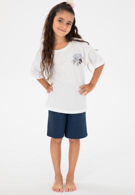 Kız Çocuk Beyaz Şortlu Alt Üst Takım - 50312453002