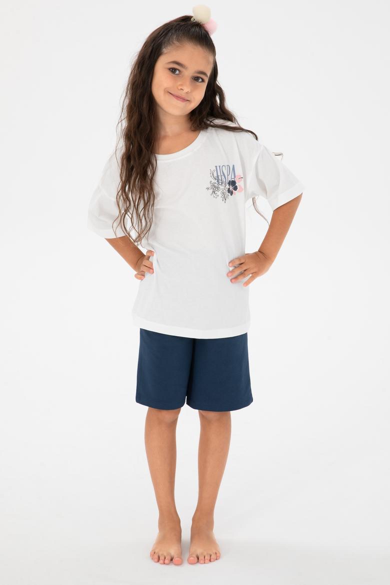 Kız Çocuk Beyaz Şortlu Alt Üst Takım - 50312453002