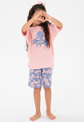 Kız Çocuk Somon Şortlu Alt Üst Takım - 50312506004