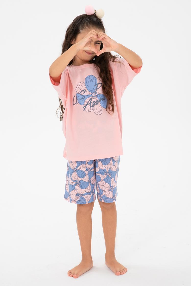 Kız Çocuk Somon Şortlu Alt Üst Takım - 50312506004