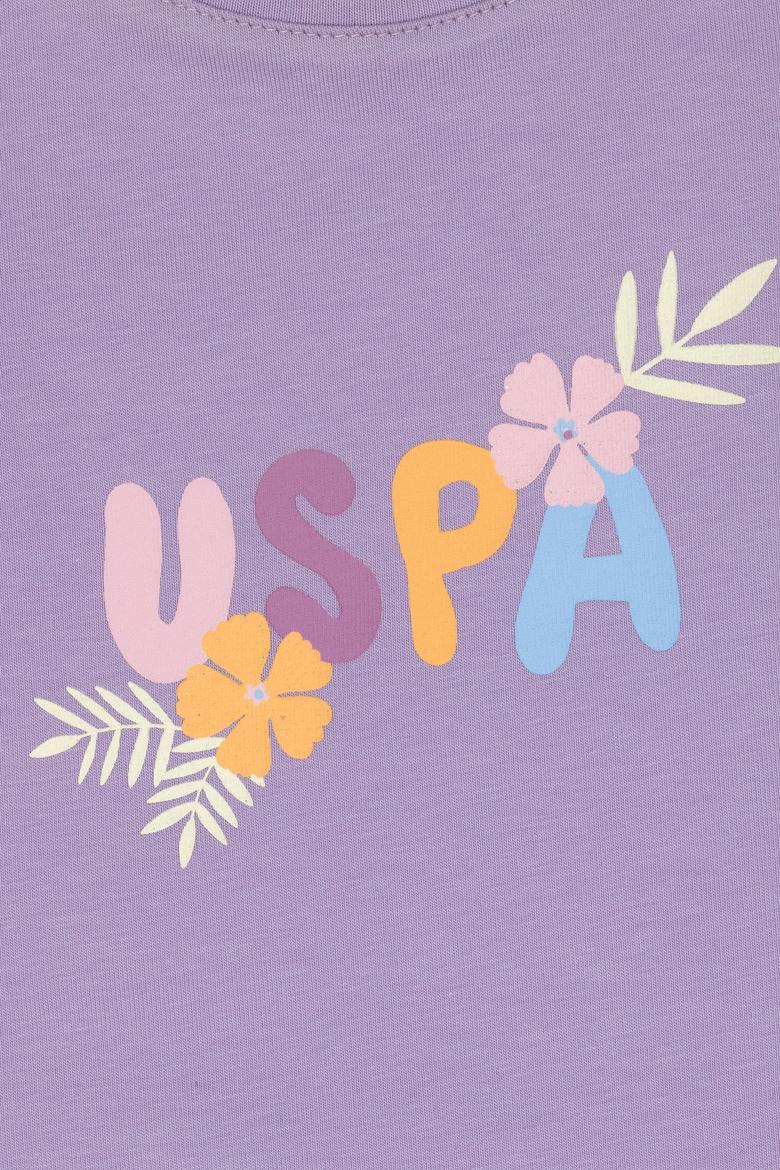 Kız Çocuk Lila Bisiklet Yaka Çiçek Baskılı Uzun Kol Tişört - 50313080001