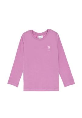 Kız Çocuk Fuşya Bisiklet Yaka Basic Sweatshirt - 50313123002