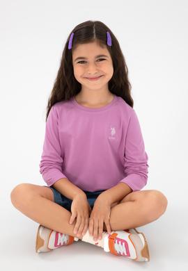 Kız Çocuk Fuşya Bisiklet Yaka Basic Sweatshirt - 50313123002
