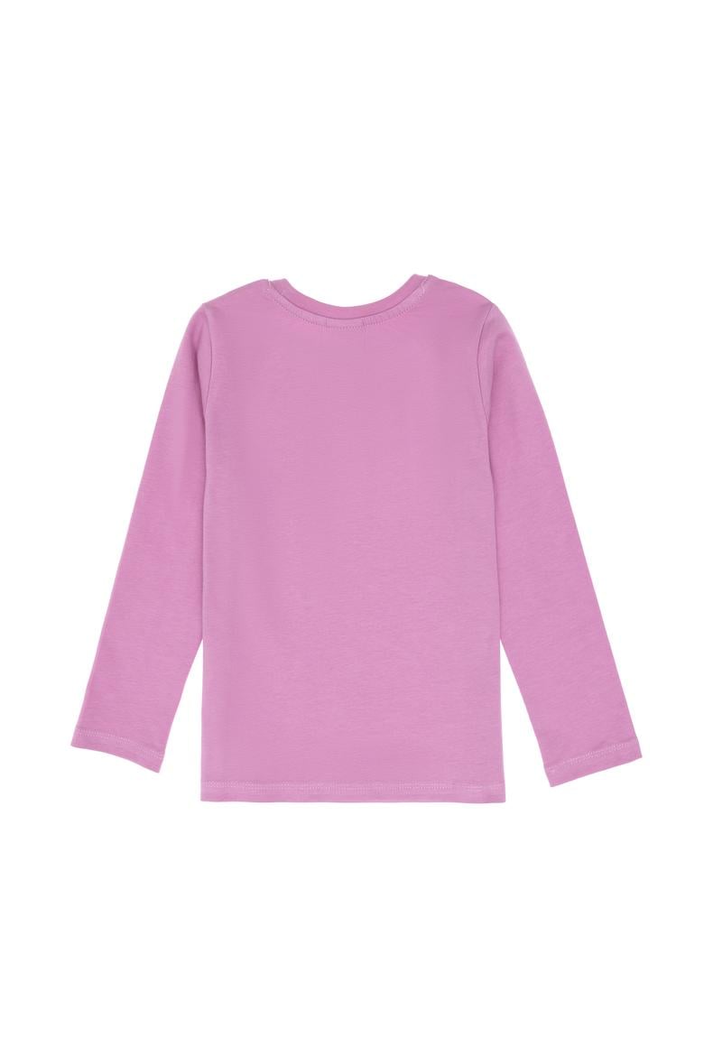 Kız Çocuk Fuşya Bisiklet Yaka Basic Sweatshirt - 50313123002