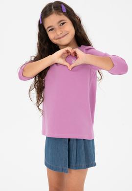 Kız Çocuk Fuşya Bisiklet Yaka Basic Sweatshirt - 50313123002