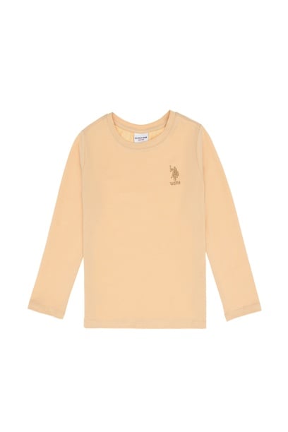 Kız Çocuk Bej Bisiklet Yaka Basic Sweatshirt