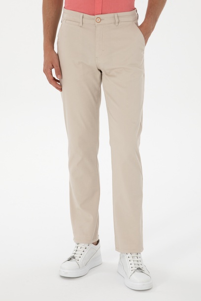 Erkek Regular Fit Taş Kanvas / Chino Pantolon