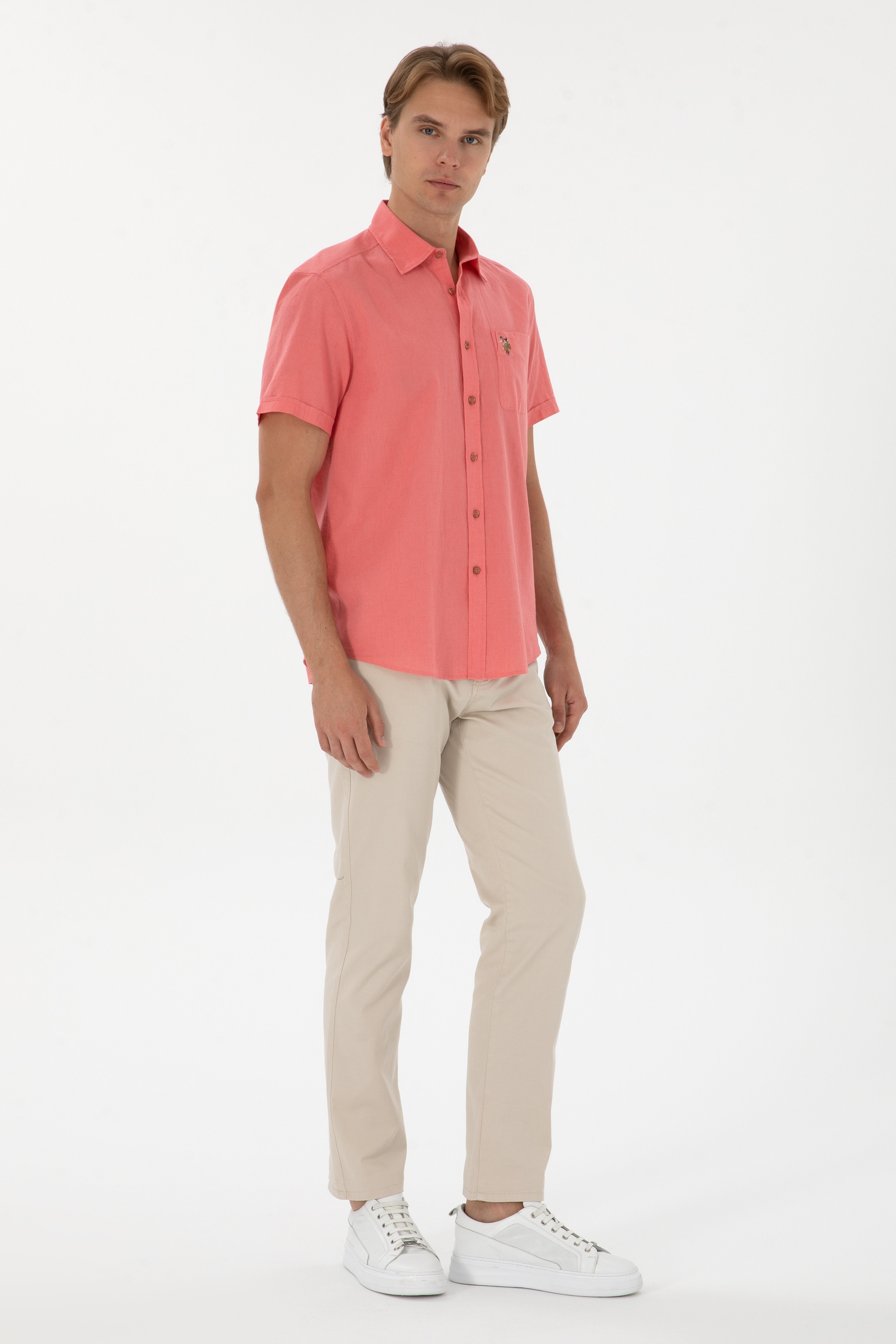 Erkek Regular Fit Taş Kanvas / Chino Pantolon