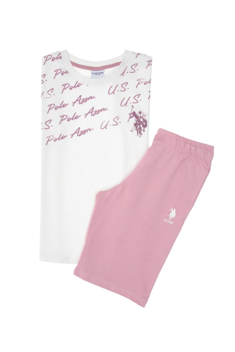 Kız Çocuk Toz Pembe Şortlu Alt Üst Takım - 50312190007