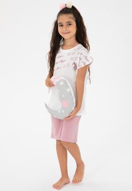 Kız Çocuk Toz Pembe Şortlu Alt Üst Takım - 50312190007
