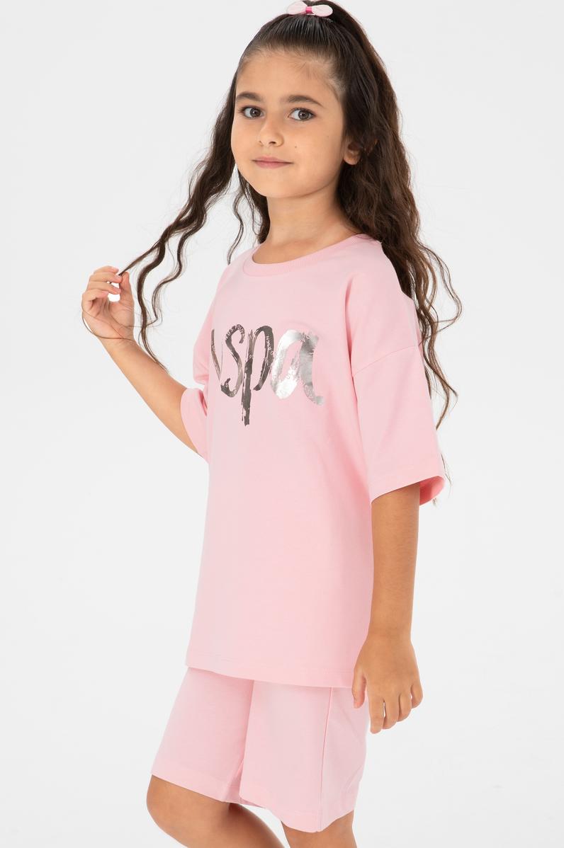 Kız Çocuk Somon Şortlu Alt Üst Takım