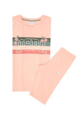 Kız Çocuk Somon Şortlu Alt Üst Takım - 50312393012