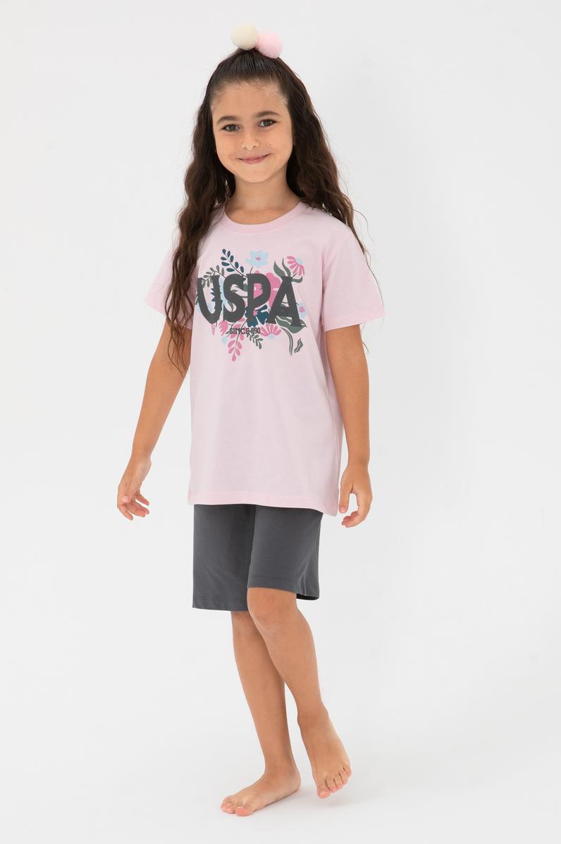 Kız Çocuk Toz Pembe Şortlu Alt Üst Takım