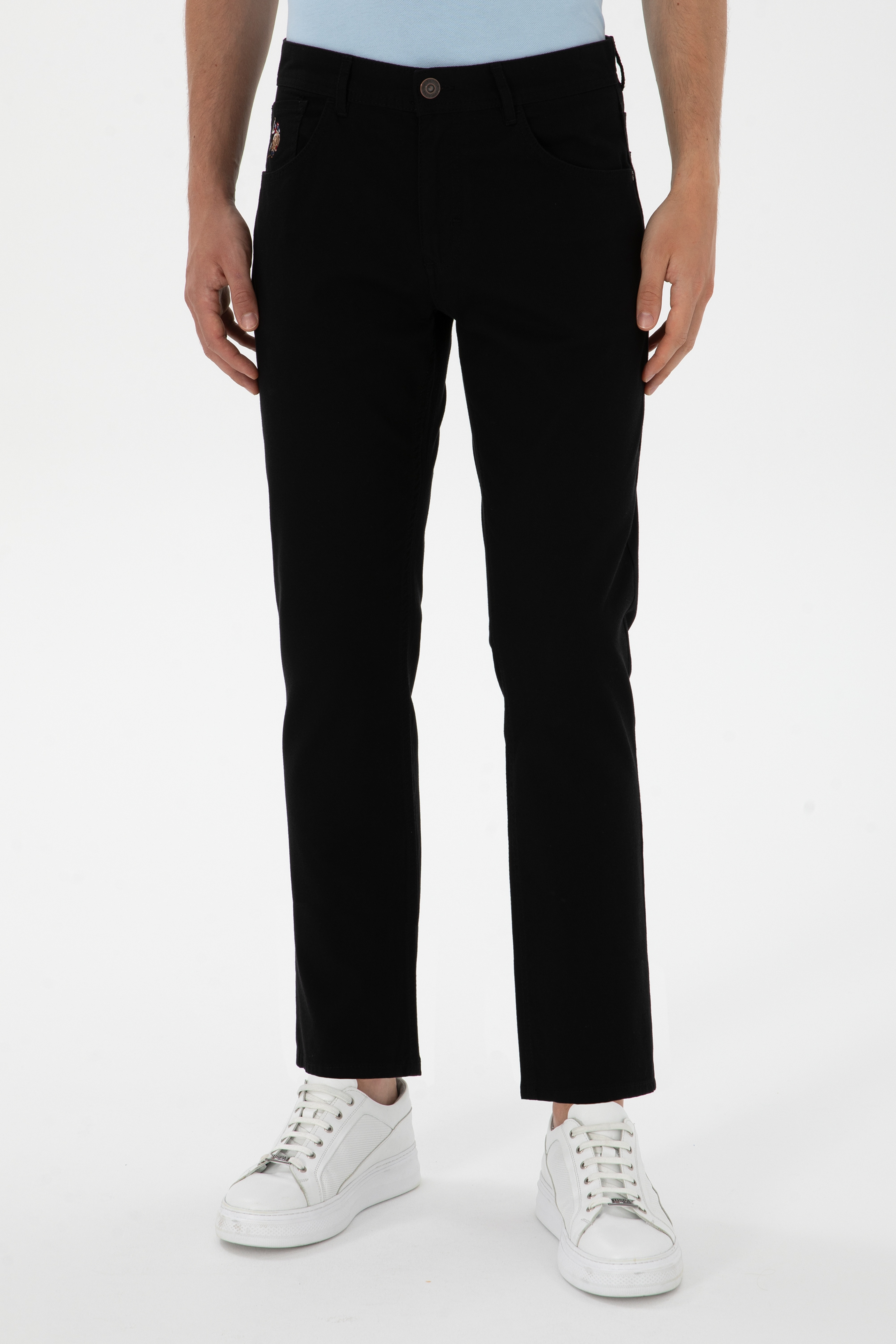 Erkek Regular Fit Siyah Kanvas / Chino Pantolon