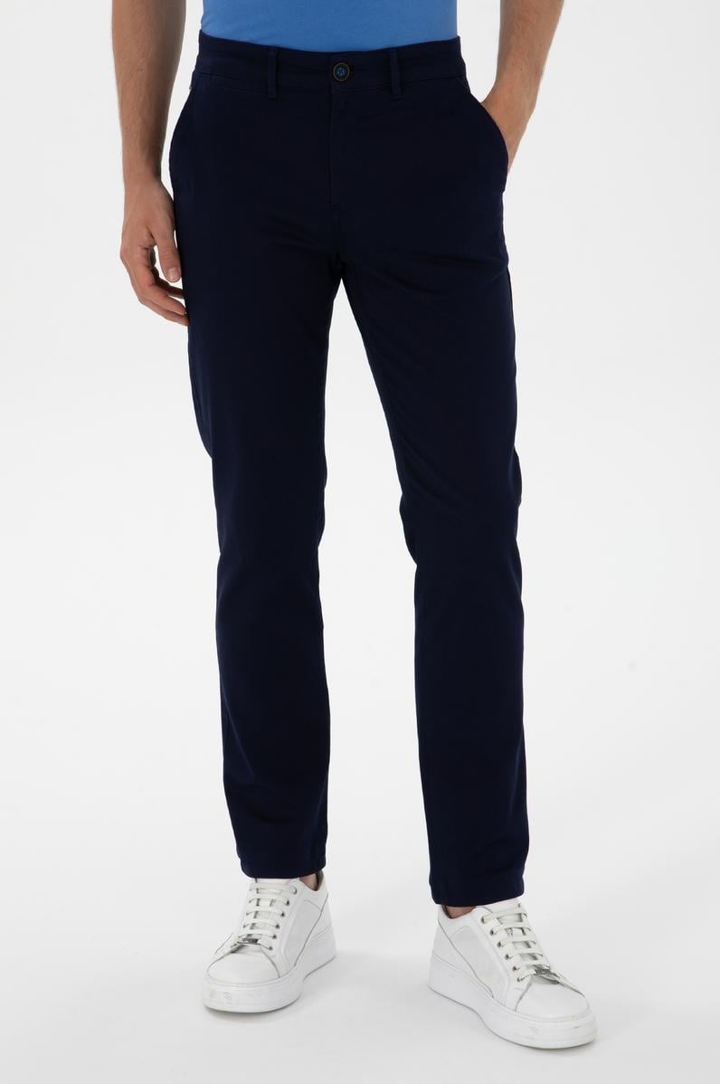 Erkek Regular Fit Lacivert Kanvas / Chino Pantolon
