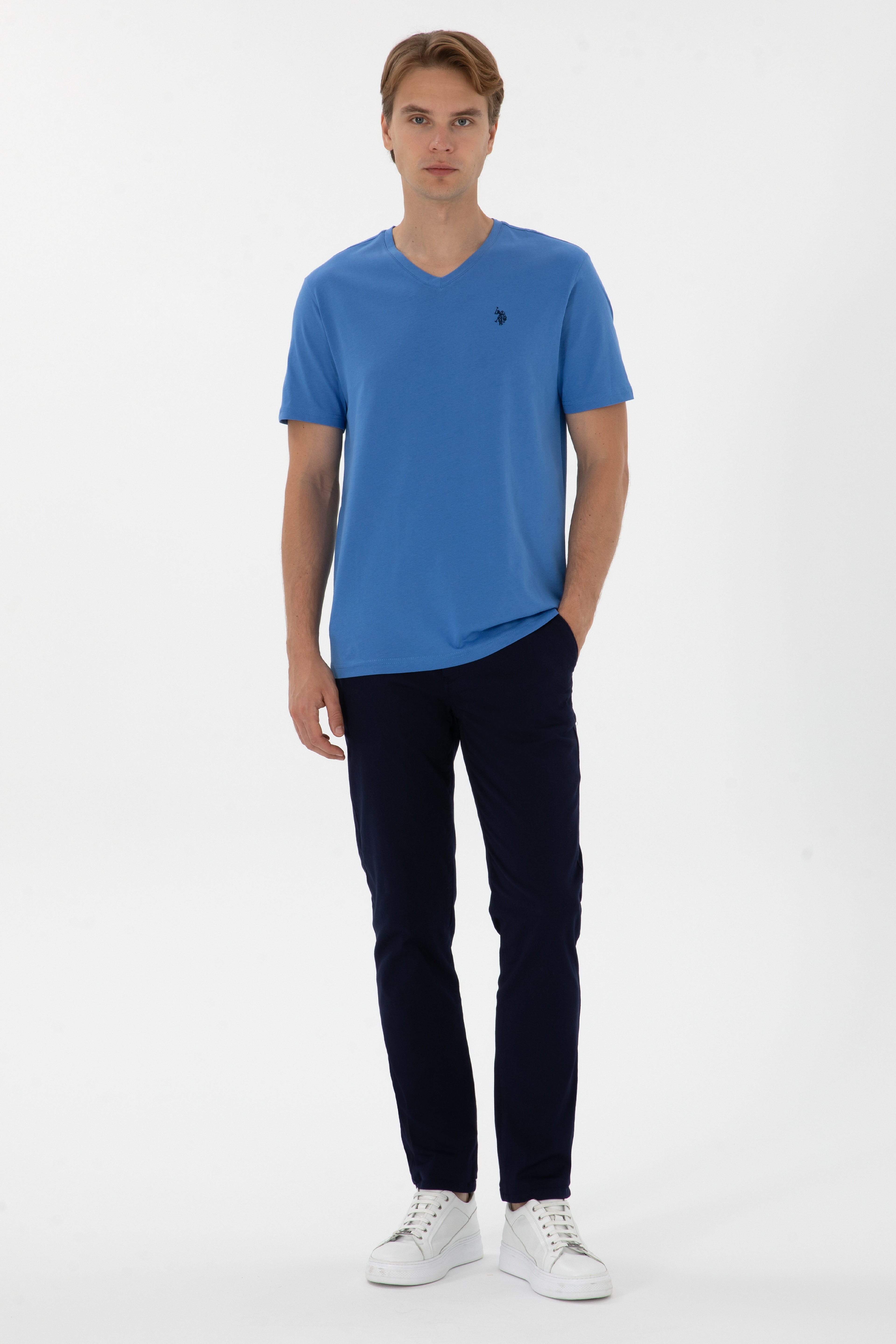 Erkek Regular Fit Lacivert Kanvas / Chino Pantolon - Image 1