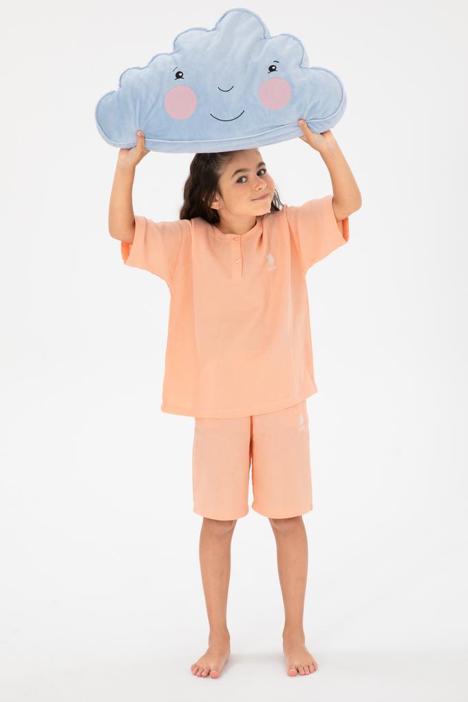 Kız Çocuk Somon Şortlu Alt Üst Takım