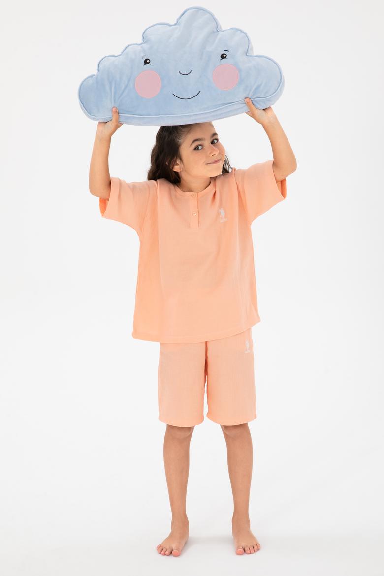 Kız Çocuk Somon Şortlu Alt Üst Takım