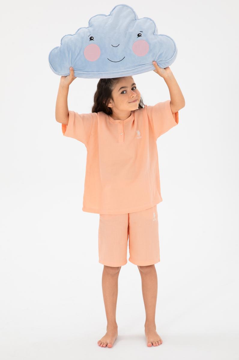 Kız Çocuk Somon Şortlu Alt Üst Takım