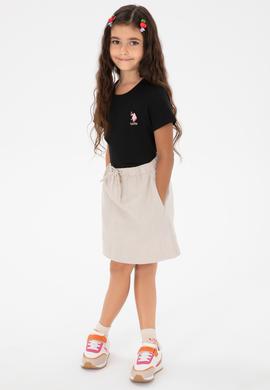 Kız Çocuk Siyah Bisiklet Yaka Basic Tişört - 50306210001