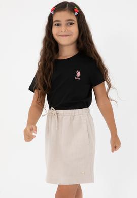 Kız Çocuk Siyah Bisiklet Yaka Basic Tişört - 50306210001