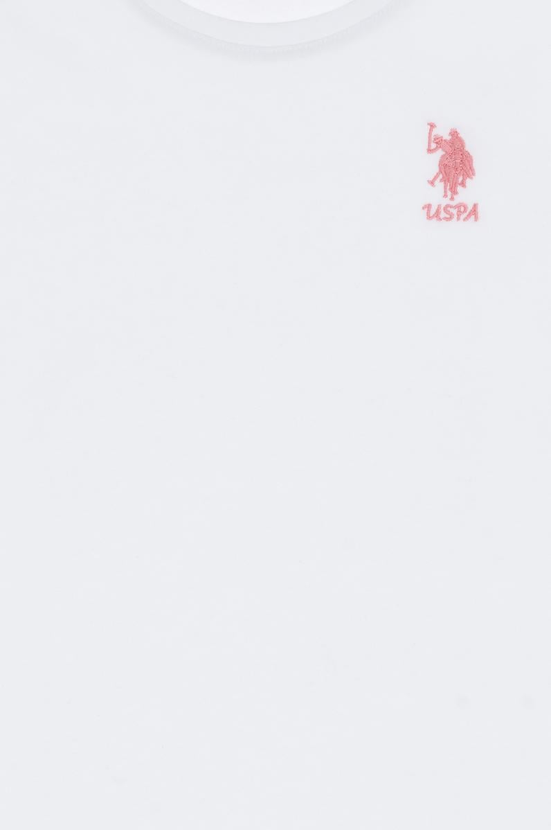 Kız Çocuk Beyaz Bisiklet Yaka Tişört