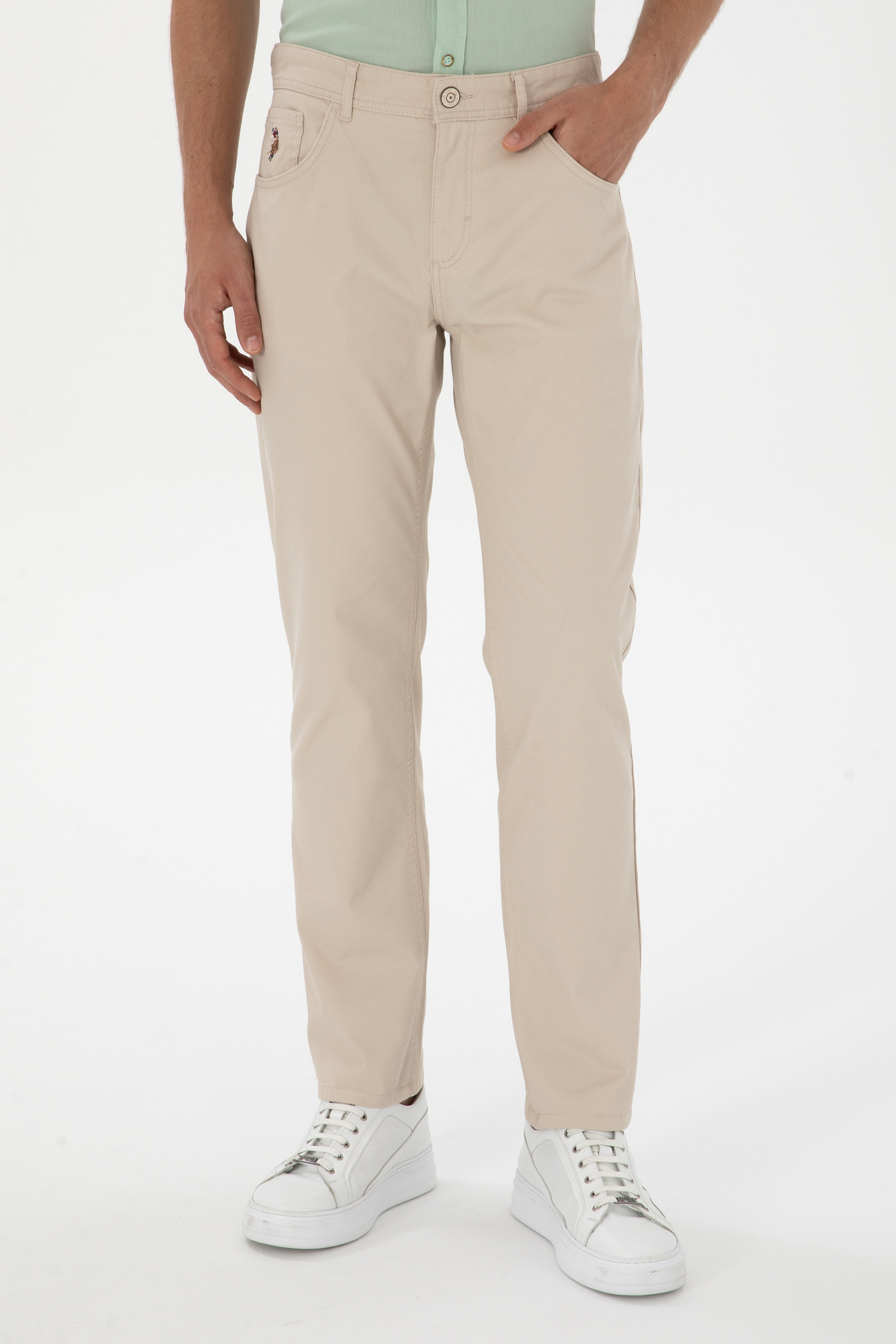 Erkek Regular Fit Taş Kanvas / Chino Pantolon