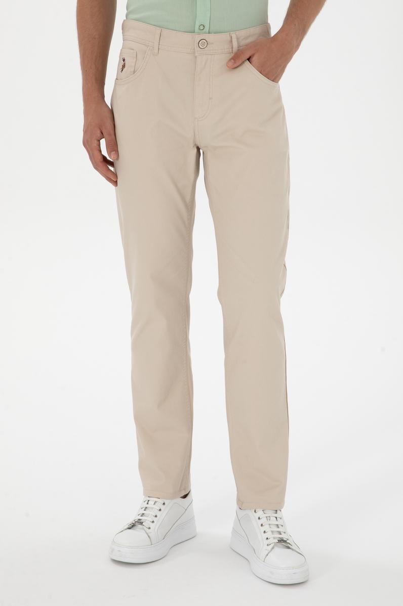 Erkek Regular Fit Taş Kanvas / Chino Pantolon