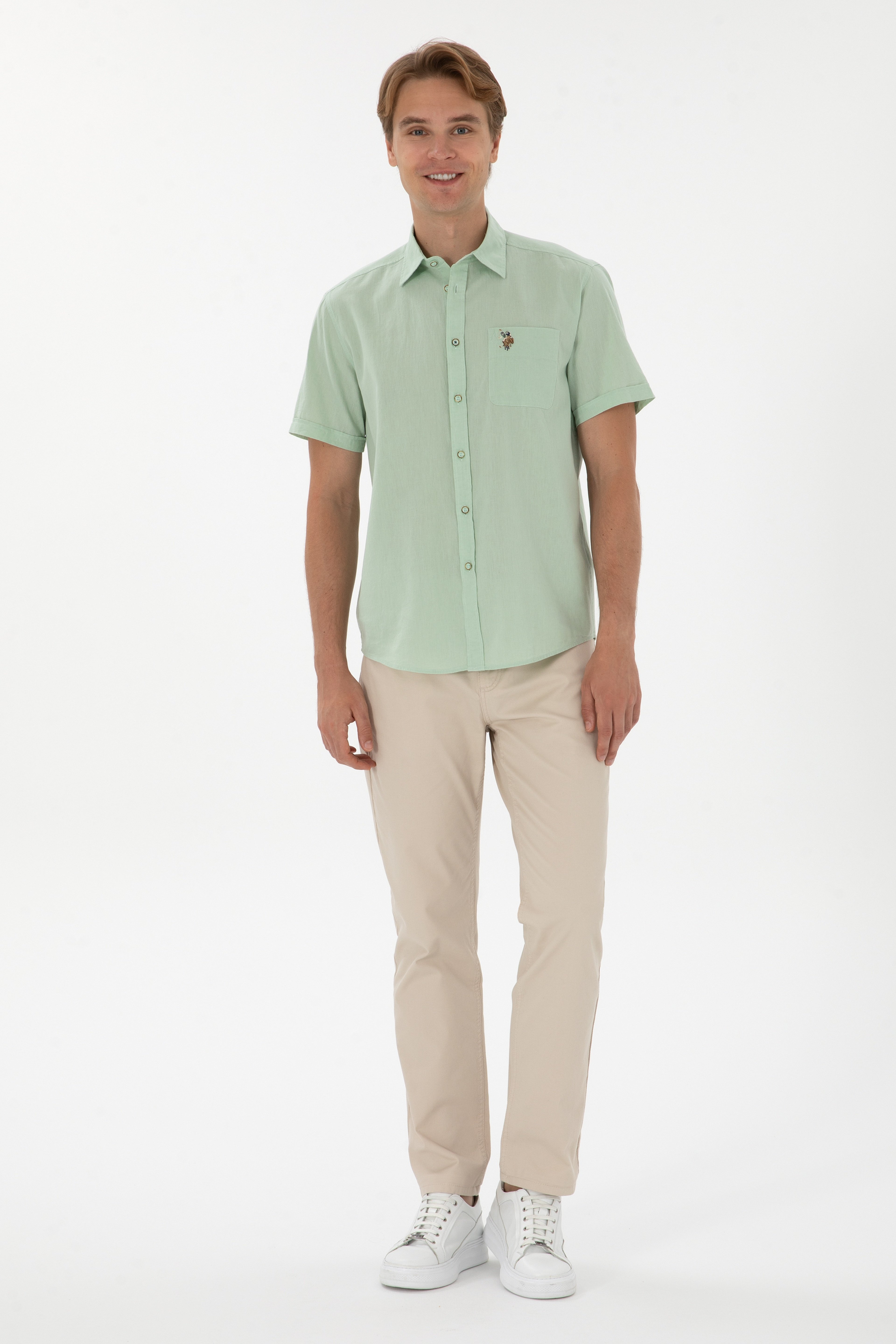 Erkek Regular Fit Taş Kanvas / Chino Pantolon