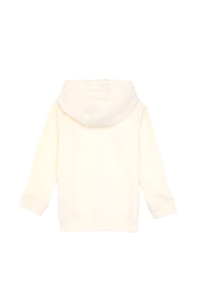 Kız Çocuk Krem Payet İşlemeli Kapüşonlu Basic Sweatshirt