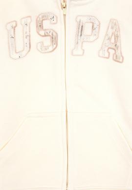 Kız Çocuk Krem Payet İşlemeli Kapüşonlu Basic Sweatshirt - 50314936061