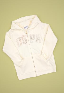 Kız Çocuk Krem Payet İşlemeli Kapüşonlu Basic Sweatshirt - 50314936061