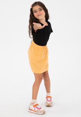Kız Çocuk Turuncu Keten Karışımlı Dokuma Etek - 50304328072