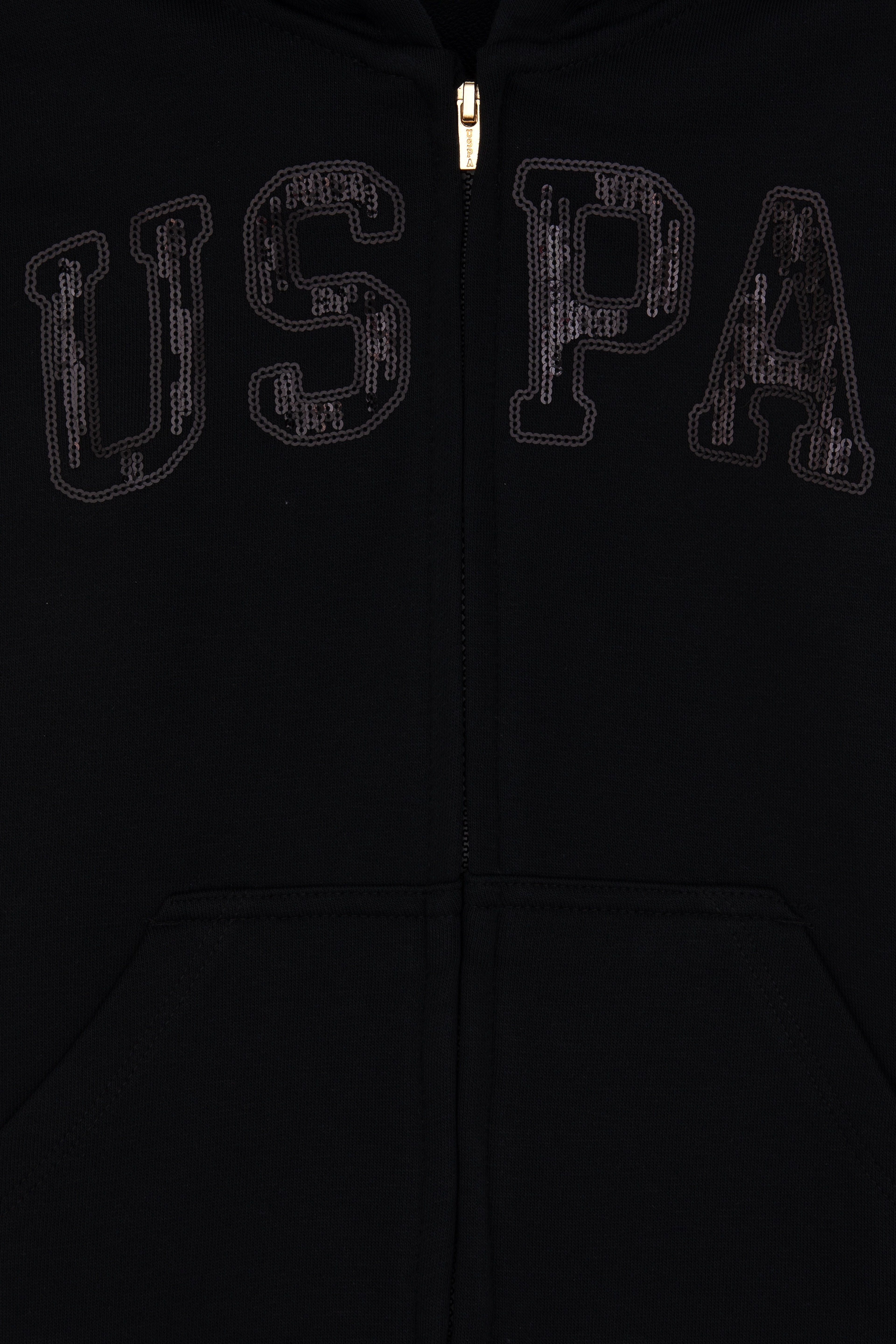 Kız Çocuk Siyah Payet İşlemeli Kapüşonlu Basic Sweatshirt - Image 3