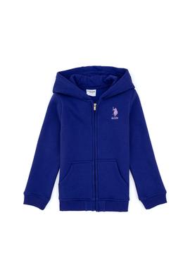 Kız Çocuk Mor Kapüşonlu Fermuarlı Şardonlu Basic Sweatshirt - 50316809009