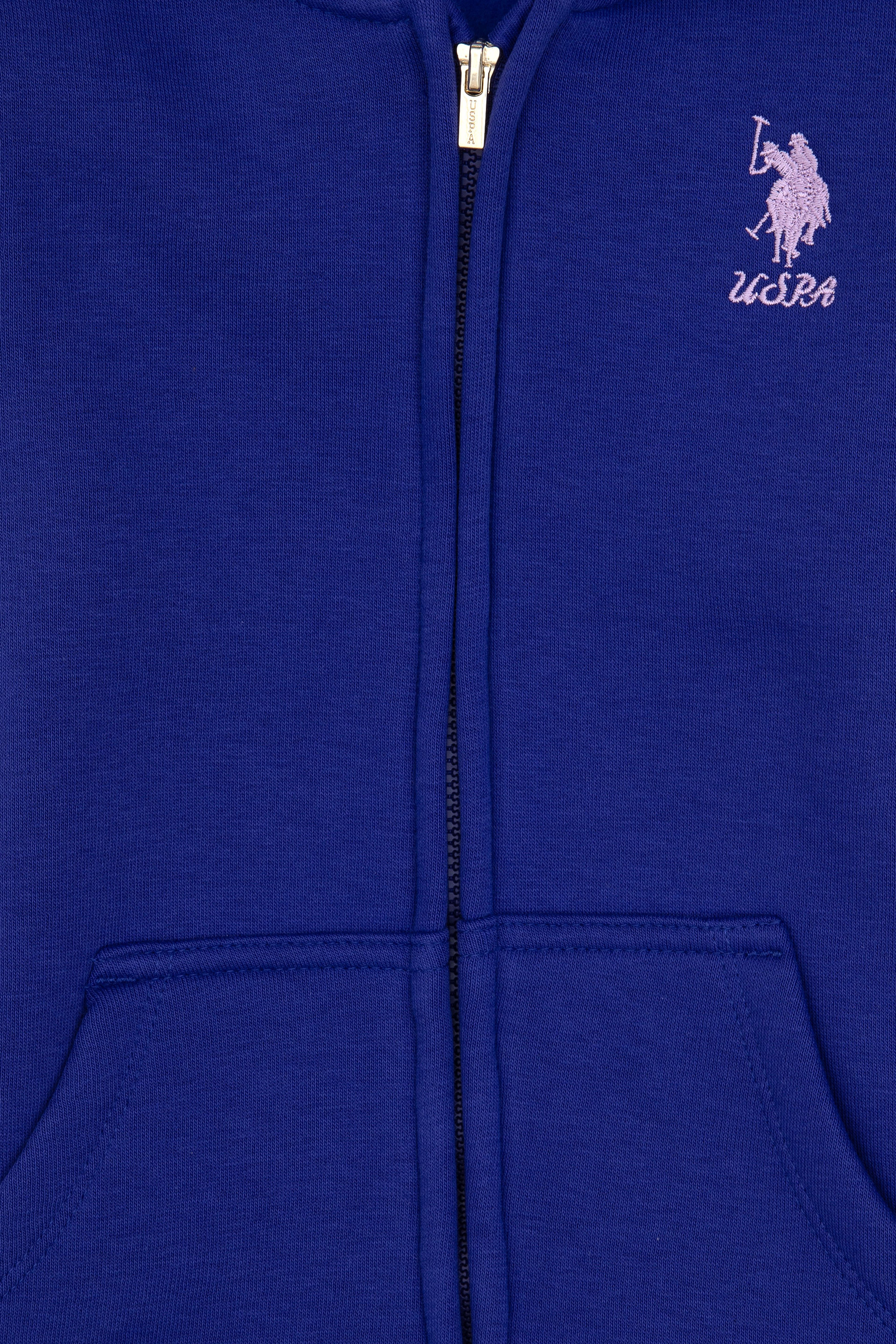 Kız Çocuk Mor Kapüşonlu Fermuarlı Şardonlu Basic Sweatshirt