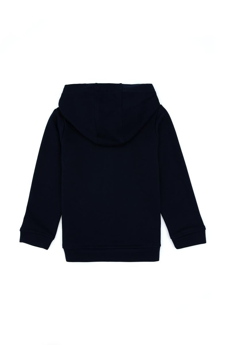 Kız Çocuk Lacivert Payet İşlemeli Kapüşonlu Basic Sweatshirt