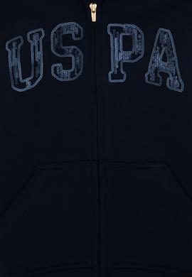 Kız Çocuk Lacivert Payet İşlemeli Kapüşonlu Basic Sweatshirt - 50314936017