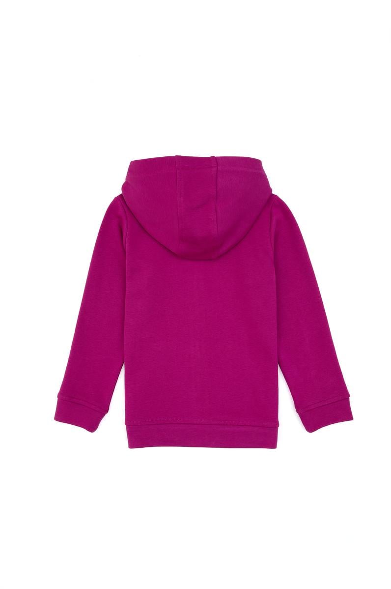 Kız Çocuk Fuşya Payet İşlemeli Kapüşonlu Basic Sweatshirt