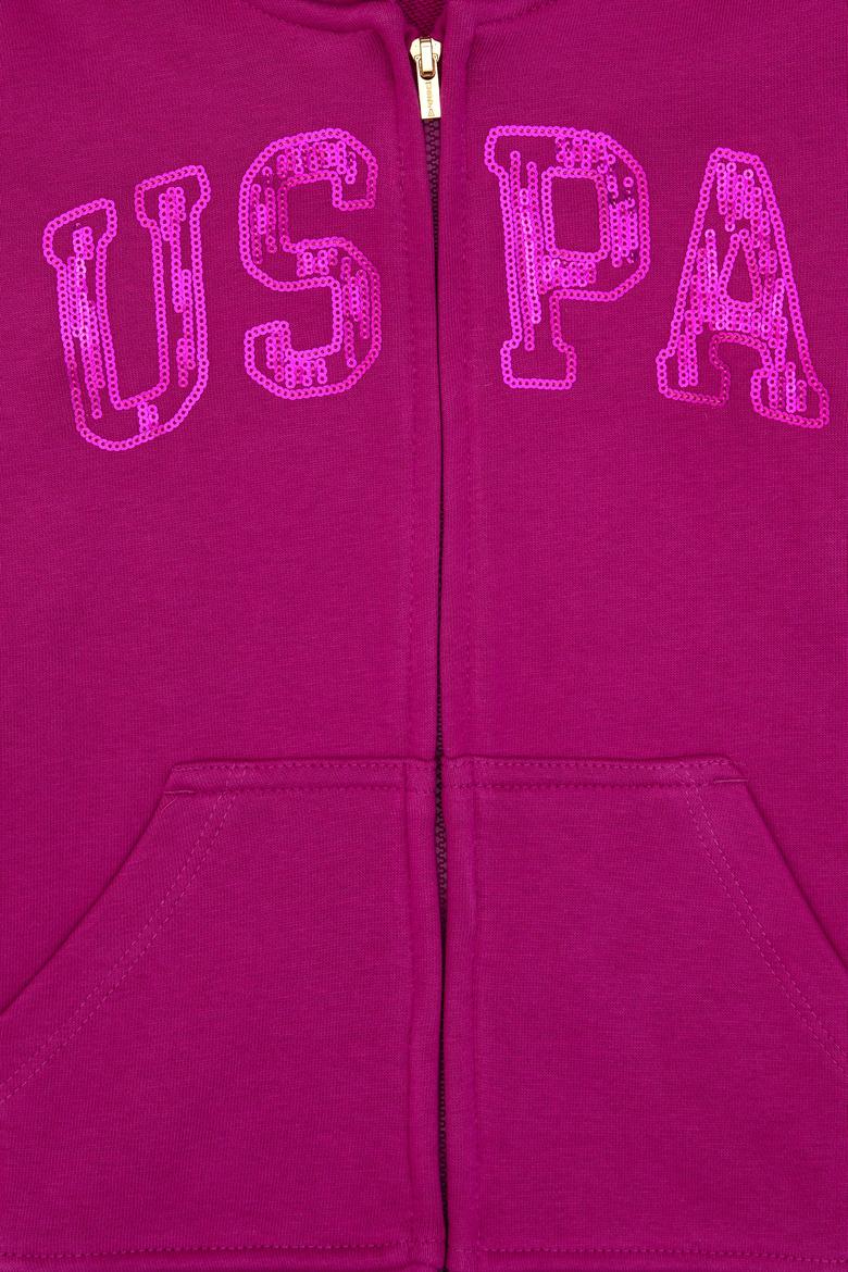 Kız Çocuk Fuşya Payet İşlemeli Kapüşonlu Basic Sweatshirt - 50314936005