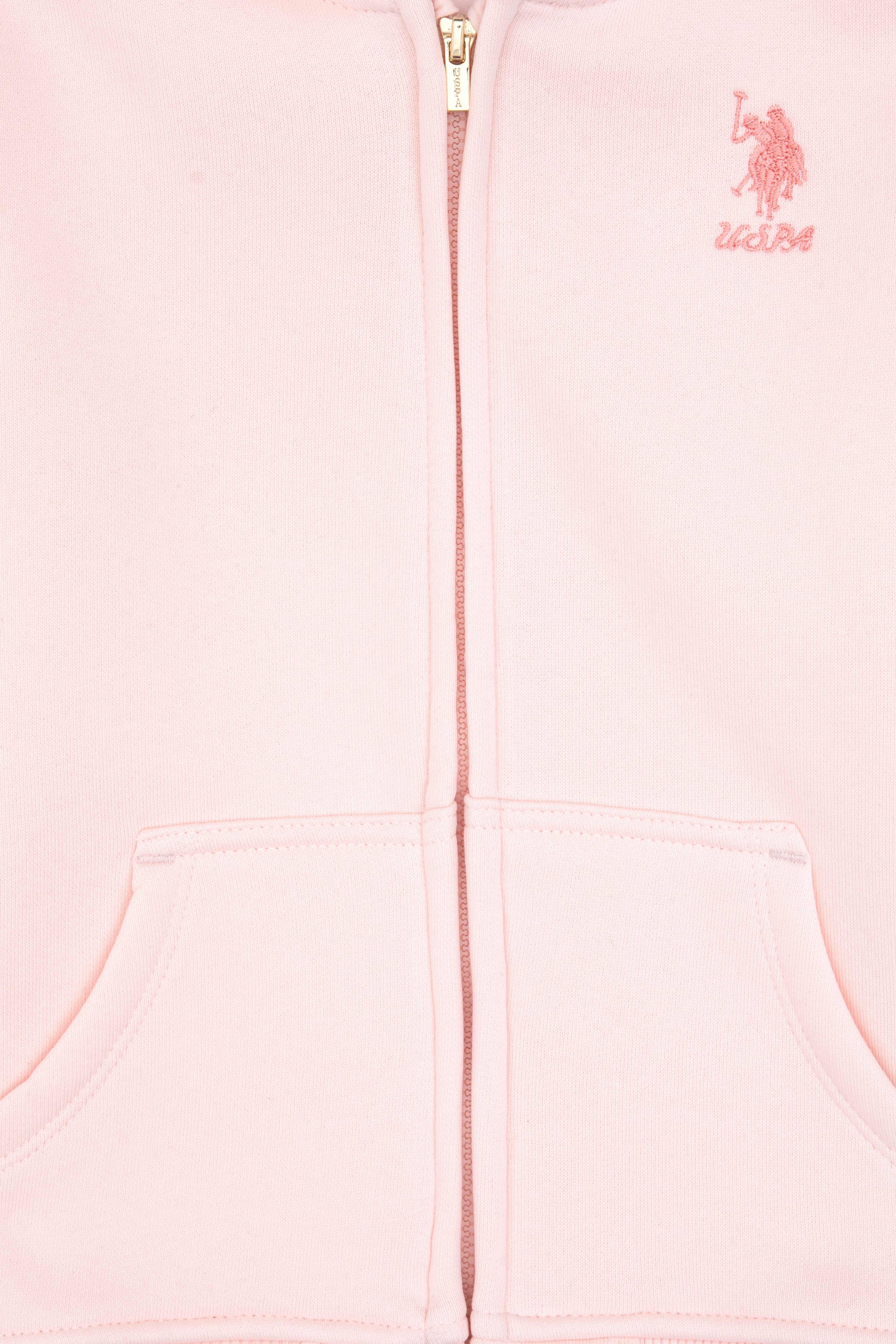 Kız Çocuk Açık Pembe Kapüşonlu Fermuarlı Şardonlu Basic Sweatshirt - Image 6