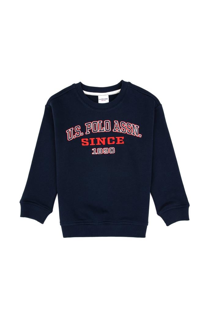 Erkek Çocuk Açık Lacivert Bisiklet Yaka Sweatshirt