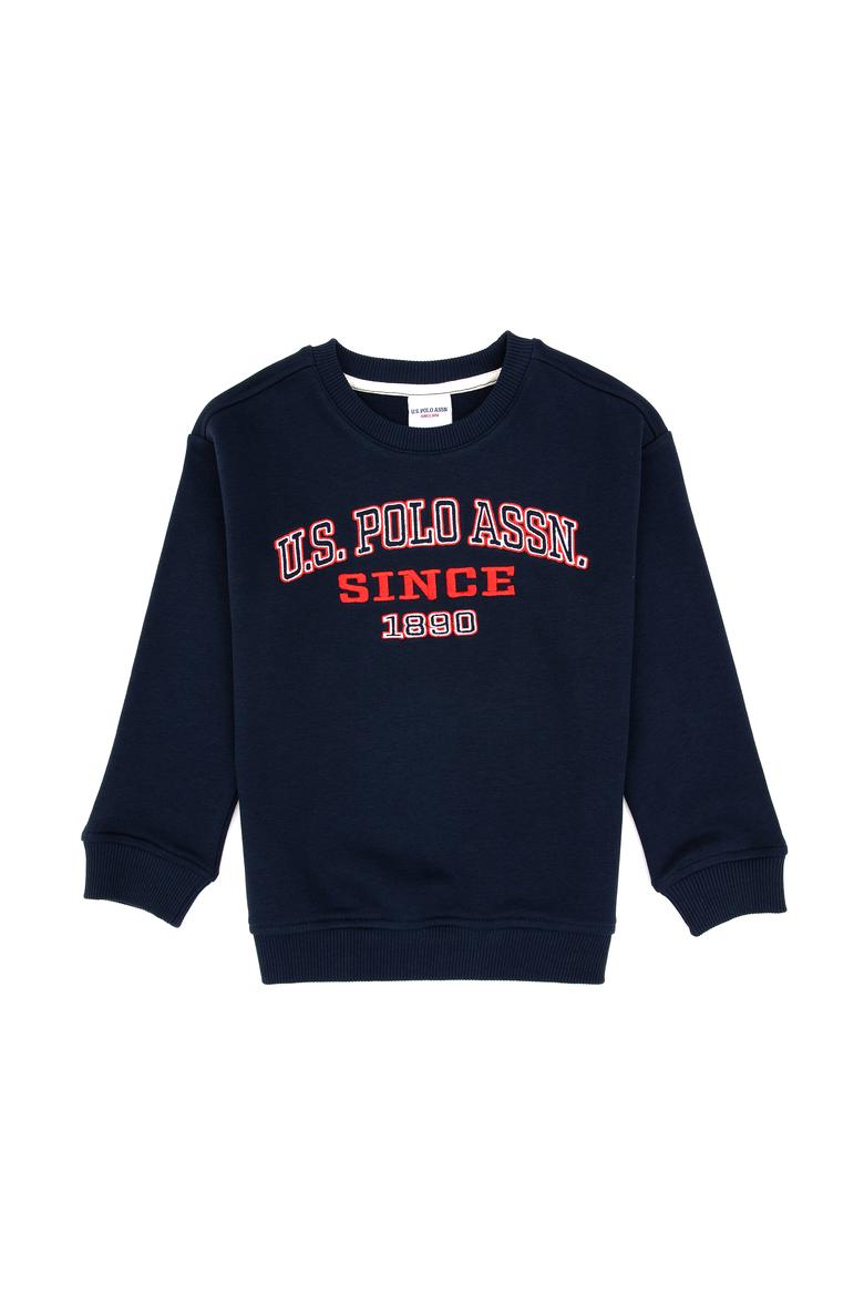 Erkek Çocuk Açık Lacivert Bisiklet Yaka Sweatshirt