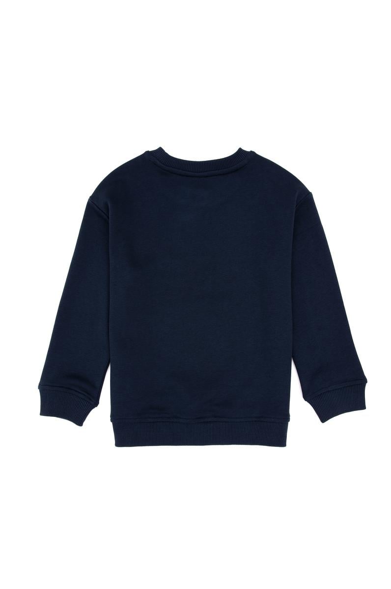 Erkek Çocuk Açık Lacivert Bisiklet Yaka Sweatshirt