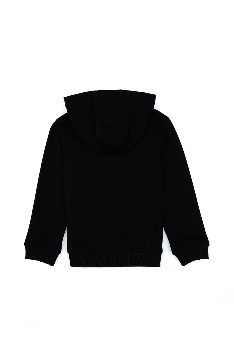 Kız Çocuk Siyah Kapüşonlu Fermuarlı Basic Sweatshirt - 50316837047