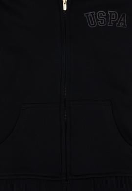 Kız Çocuk Siyah Kapüşonlu Fermuarlı Basic Sweatshirt - 50316837047